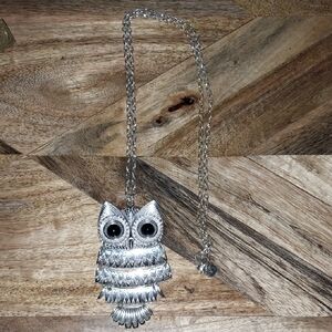 Silver Owl Pendant Necklace